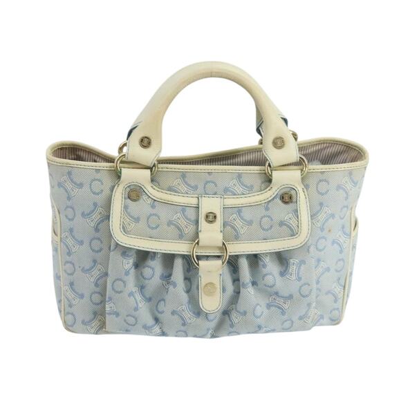 CELINE C Macadam Canvas Hand Bag Light Blue - Picture 2 of 13